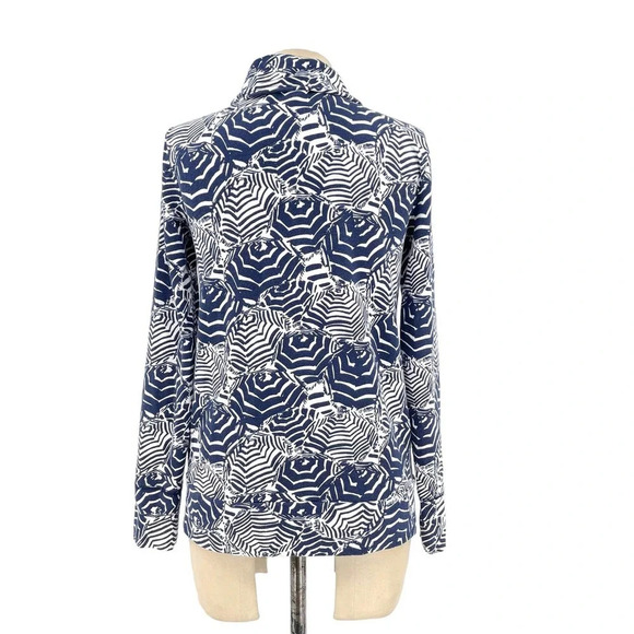 Lilly Pulitzer Leona Terry Zip‎ Up Jacket Navy Blue Oh Cabana Boy Print Size XS - Picture 5 of 9
